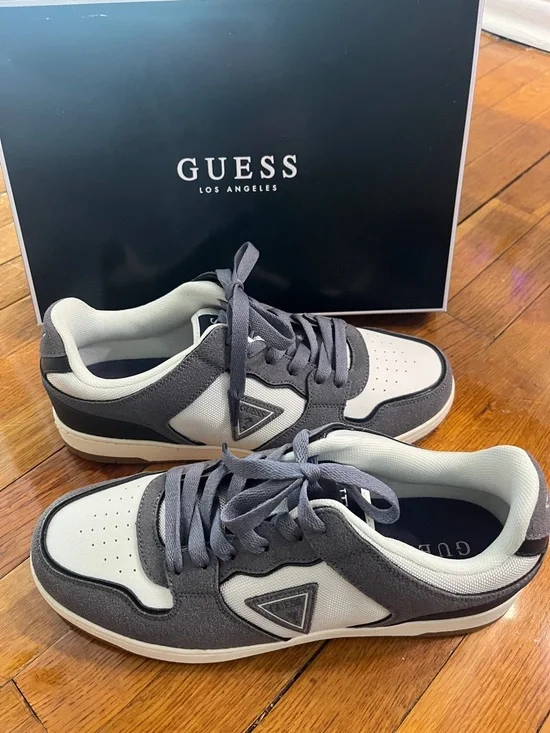 GUESS Gray and White Men's Low-Top Sneakers - Picture 5 of 10